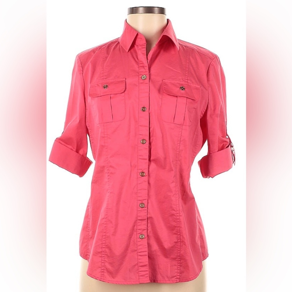 New York & Company Vibrant Pink Button-Down Shirt